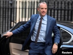 FILE - British Deputy Prime Minister and Justice Secretary Dominic Raab arrives outside Number 10 Downing Street, in London, Britain, Nov. 22, 2022.
