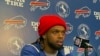 Damar Hamlin, défenseur des Buffalo Bills, s'adresse aux journalistes, New York, le 18 avril 2023.