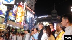 國民黨主席馬英九為國民黨台北市長候選人連勝文助選。(美國之音許波拍攝)