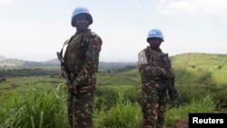 Des soldats du contingent tanzanien de la Mission des Nations unies en RDC, déployés pres de Goma. (Archives)