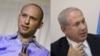 (L) Naftali Bennett, leader of the HaBayit HaYehudi (Jewish Home), delivers a speech during a meeting at the Tel Aviv International Salon on December 23, 2012. A former high-tech entrepreneur, the 40-year-old is a former protege of Prime Minister Benjamin Netanyahu and is expected to lead his party to one of their best results ever in the upcoming election. AFP PHOTO / JACK GUEZ (R) Israeli Likud party leader Benjamin Netanyahu is seen during a faction meeting in the Knesset, Israel's Parliament in Jerusalem, Monday, Oct. 27, 2008. New polls on Monday showed Tzipi Livni, the moderate leader of Israel's ruling party, holding her ground against hawkish rival Benjamin Netanyahu, a day after she steered the country toward unscheduled elections early next year.(AP Photo/Sebastian Scheiner)