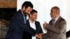Fabrizio Carboni, Regional Director for the Near and Middle East of the ICRC, Abdulkader al-Murtada, head of the Houthi prisoner exchange committee and Hadi Haig, head of the Yemeni government delegation, in Glion, Switzerland, Sept. 27, 2020.