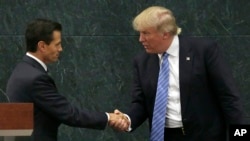 Enrique Peña Nieto et Donald Trump lors d'une rencontre le 31 août 2016 à Mexico City.