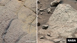 Photos de rochers sur Mars, prises par Opportunity et Spirit