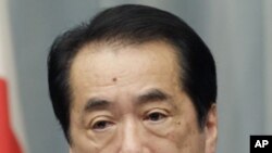日本首相菅直人星期二在東京的記者會上