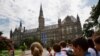 n this July 10, 2013, file photo, prospective students tour Georgetown University's campus in Washington.