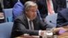 Secretary General of the United Nations Antonio Guterres addresses the Security Council at the United Nations Headquarters in New York, Aug. 29, 2018.