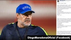 Capa de Facebook de Diego Maradona com mensagem de apoio a Nicolás Maduro