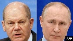 (左)德國總理朔爾茨(Olaf Scholz)；(右)俄羅斯總統普京(Vladimir Putin)。
