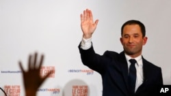 Benoit Hamon, après sa victoire à la primaire de la gauche, Paris, France, le 29 janvier 2017.