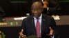 Le président sud-africain Cyril Ramaphosa devant le parlement au Cap, en Afrique du Sud, le 16 février 2023.