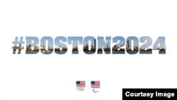 FILE - U.S. Olympic Committee's graphic announcing Boston's candidacy for the 2024 Olympics.