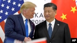 美國特朗普總統(左)與中國國家主席習近平(右)。