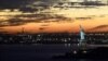 A view of the Statue of Liberty as seen from the air near New York City, Monday, Nov. 2, 2015. 