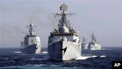 中國軍艦7月3日圖片，正在前往參加中俄聯合軍演途中。