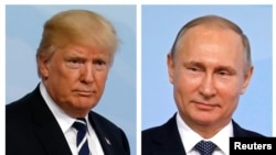 Le président américain Donald Trump et le président russe Vladimir Poutine lors de leur visite à Hambourg, le 7 juillet 2017.