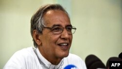 Ahmed Boukhari, représentant du Front Polisario auprès de l'ONU, lors d’une conférence de presse au camp de réfugiés de Boujdour, à Tindouf, Algérie, 17 octobre 20177.